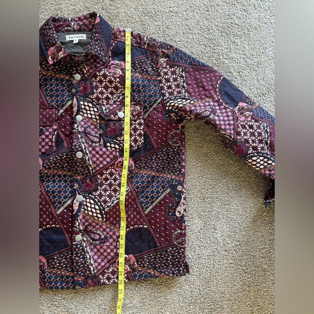 PacSun Quilted Shirt Jacket Men’s Multi Color Paisley Size Medium - Picture 10 of 13